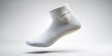 Surreal White Sock, Invisible Foot, Isolated, Customizable,  Blank Cotton Sock,  Photographic Mockup, Product Photography,  White Background