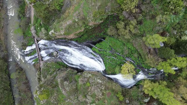 The drone view to the Jermuk waterfall and gorge, Armenia