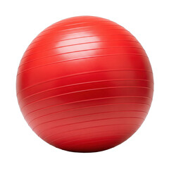 Vibrant red stability ball, modern fitness accessory for home workouts, promotes core strength and balance, ideal for exercise routines. Isolated on white background or PNG