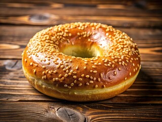 Toasted Bagel: Perfect Golden Brown Crust, Sesame Seeds, Close-up Food Photography