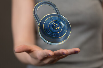 Secure your data with this digital combination lock.  Cybersecurity and privacy.