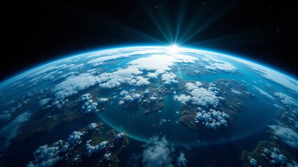 Obraz premium Stunning View of Earth from Space at Sunrise