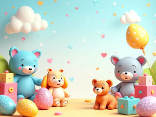 Naklejka premium easter bunny and eggs