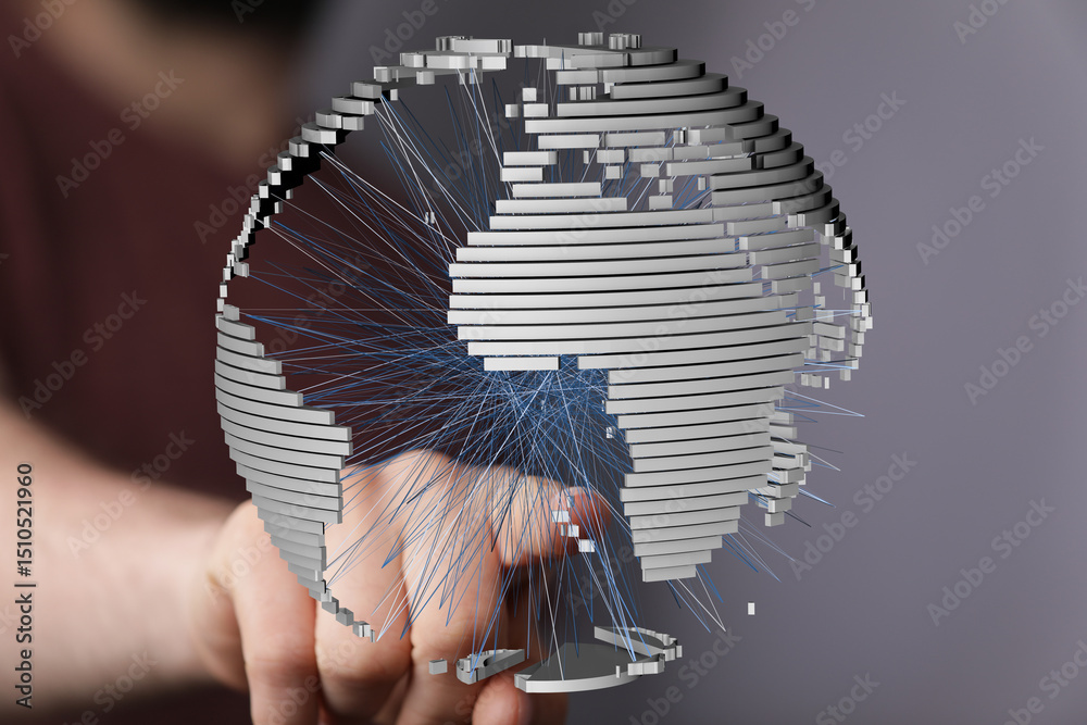 Leinwandbilder abstract image of a hand interacting with a 3d digital globe, representing global connectivity and n