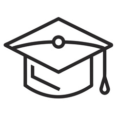 Graduation cap icon line art education symbol knowledge success