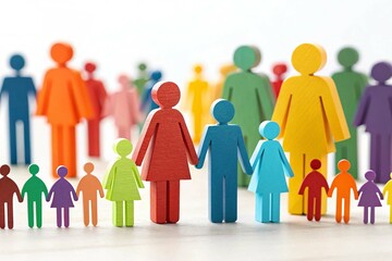 Colorful 3D Render of Diverse Group of People Representing Unity and Community on white background 