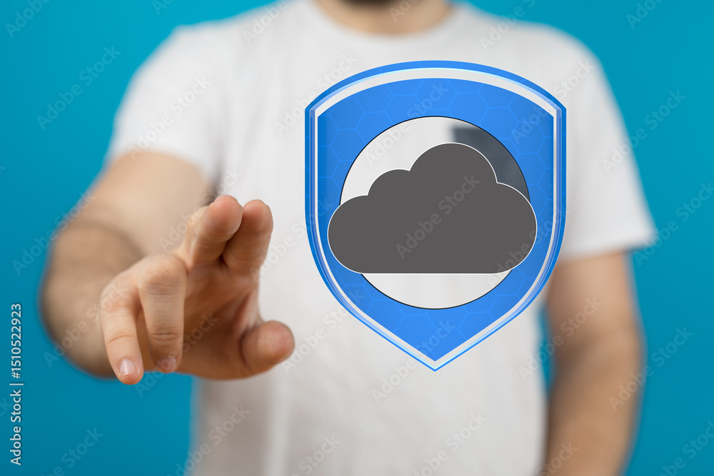 Poster safeguarding your cloud data with robust security measures.
