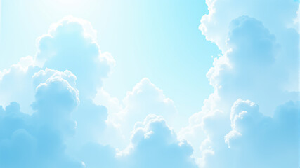 Bright Sky with Fluffy Clouds