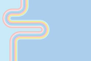 Abstract blue and pink, geometric semicircle with striped line on a moving pattern background.