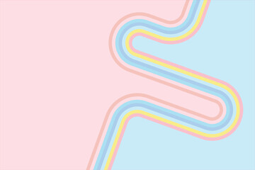 Abstract blue and pink, geometric semicircle with striped line on a moving pattern background.