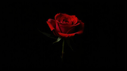 Elegant Red Rose on Black Background