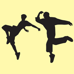 silhouettes of jumping people