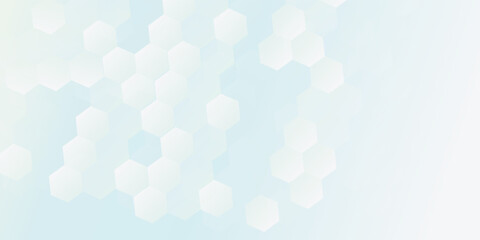 Abstract blue and white hexagon background. Futuristic digital hi-technology banner. Healthcare background. Vector