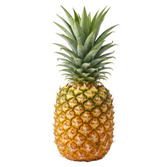 Fototapeta premium Fresh tropical pineapple, vibrant golden skin, lush green top, perfect for summer recipes, adds zest to culinary creations. Isolated on white background or PNG