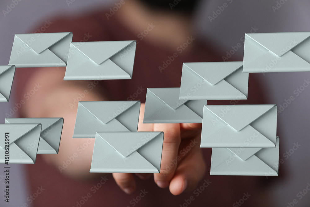 Fototapete conceptual image of numerous emails, highlighting email management and inbox organization.