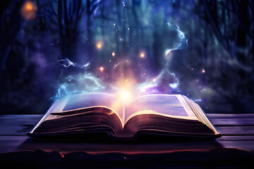 magic book with magic light