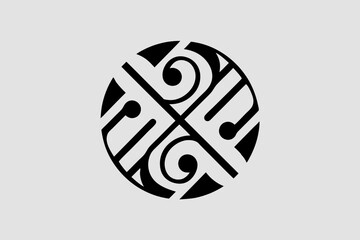 Abstract Art Deco Graphic Design Black and White Swirls Pattern Geometric Ornament Circle Mandala Unique Decor Symbol