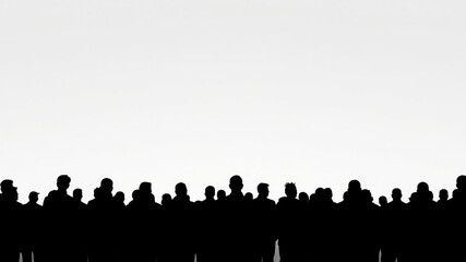 Silhouette Crowd Gathering Anonymous People Silhouette Meeting Conference Support Mass Movement Protest Mob Black and