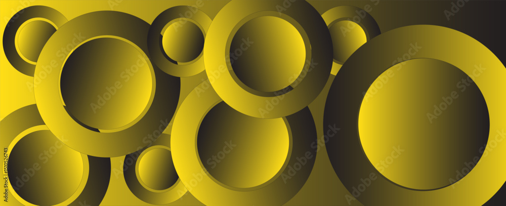 Poster abstract yellow background with circles. dynamic shapes composition.vectors eps 10