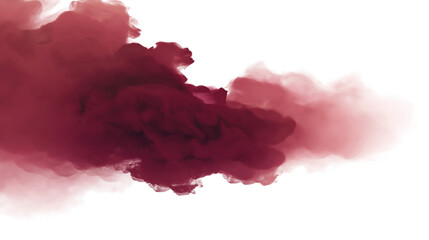 Fototapeta premium Abstract maroon smoke cloud isolated on white background