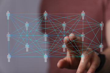 Illustrative image of a network connecting people, symbolizing global communication and...