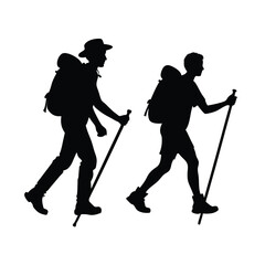Naklejka premium Hikers vector silhouette
