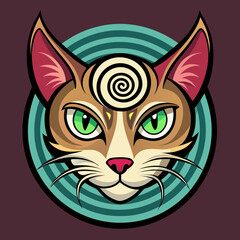 Fototapeta premium Crazy Cat head in spiral horn design