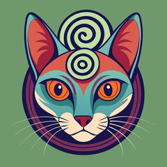 Crazy Cat head in spiral horn design