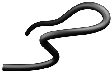 3D Mat Abstract Shape Object, 3d rendering black steel, sleek shape design element, futuristic, shiny design