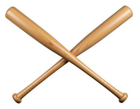 Pair of Crossed Wooden Baseball Bats, Classic Sports Symbol, Transparent PNG