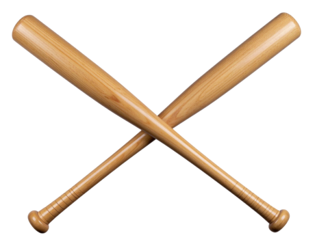 Pair of Crossed Wooden Baseball Bats, Classic Sports Symbol, Transparent PNG