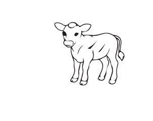 Minimal Single Cow Icon in Line Style. Editable Stroke Vector Illustration of a Farm Animal or Qurbani Cow....Goru Image..Cow 