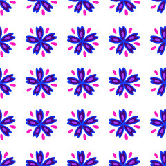 Seamless pattern with cornflower flowers on a white background. Colorful vector illustration hand drawn. Field beautiful flower, spring and summer symbol. Packaging or fabric print, wrapping