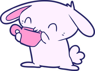 Fototapeta premium cartoon rabbit drinking tea