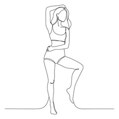 Confident Woman Posing in Lingerie - Minimalist Line Art Vector Illustration for Beauty, Fashion, and Body Positivity Themes