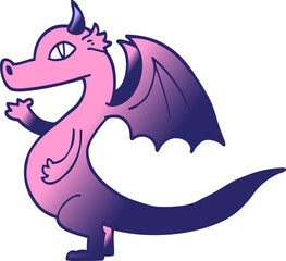 cute vector gradient illustration cartoon dragon