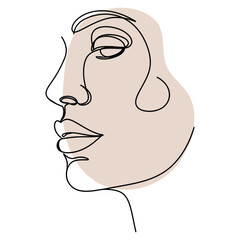 Line Art Female Face with Abstract Shape Vector