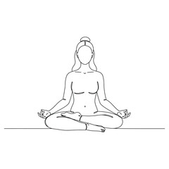Lotus Pose Yoga Padmasana Meditation Line Art Drawing Illustration Vector