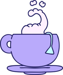 cartoon steaming hot cup of tea
