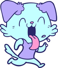 cartoon panting dog running