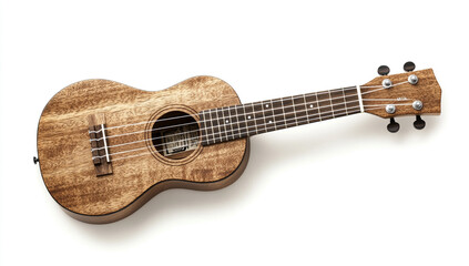Fototapeta premium A realistic wooden acoustic guitar with a simple design, on a white background, high-resolution photography