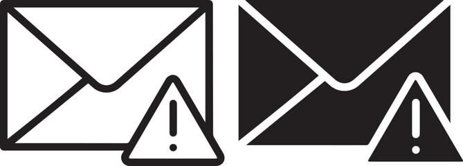 envelope, envelope with warning symbol, black and white, minimalist, simple, graphic design