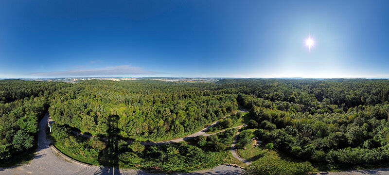 360&deg; Panorama vom Sch&ouml;nbuchturm bei Herrenberg &uuml;ber den Sch&ouml;nbuch und die G&auml;ulandschaft bei B&ouml;blingen