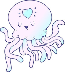 cartoon jellyfish in love