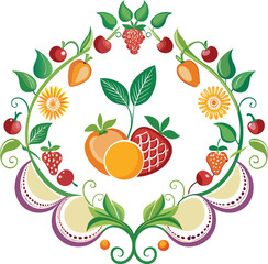 Elegant Fruit Elements Decorative Border in Vector Format.