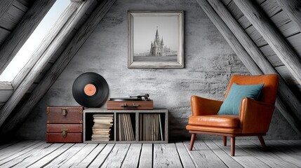 Attic listening room, vintage style