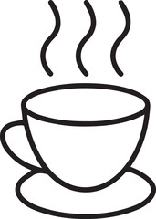 coffee cup, monochrome, minimal, clean, simple, outline, vector art steam rising, minimalist, elegant