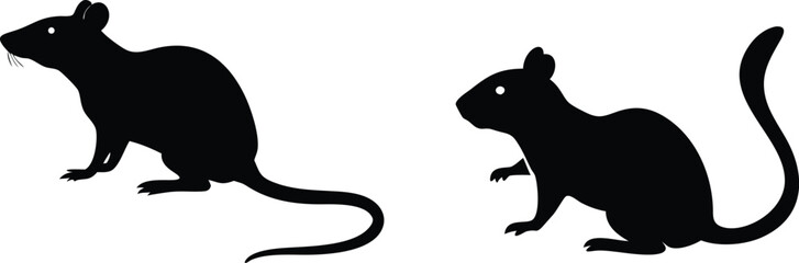 Black rat silhouette vector illustration for pest control and animal clip art design needs