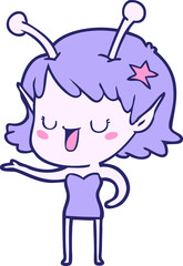 happy alien girl cartoon laughing