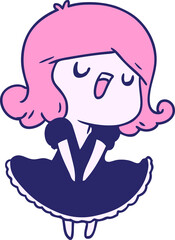 cartoon illustration of a cute singing kawaii girl